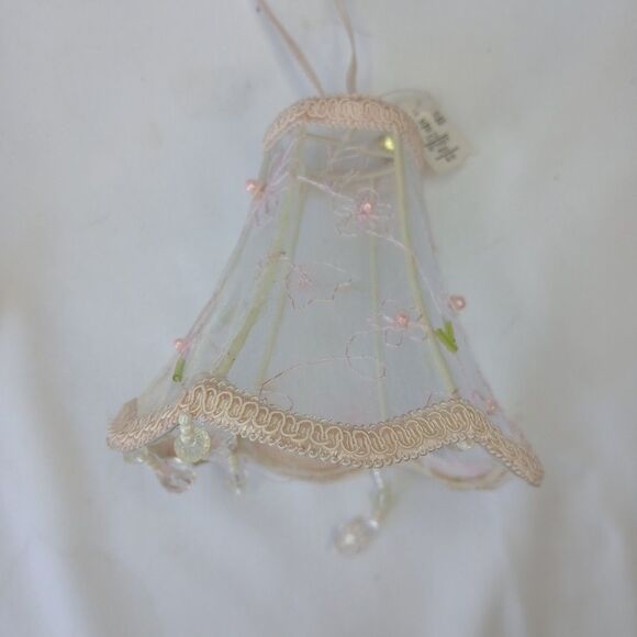 Vintage Victorian Style Beaded Sheer Pink Floral Lamp Shade Ornament NWT - Picture 3 of 4